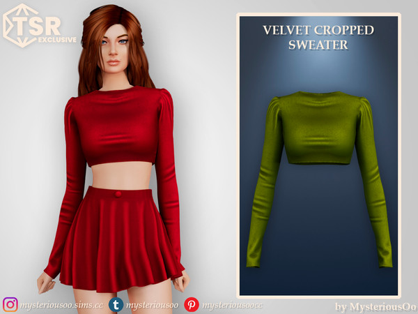 Sims 4 — Velvet cropped sweater by MysteriousOo — Velvet cropped sweater in 4 colors