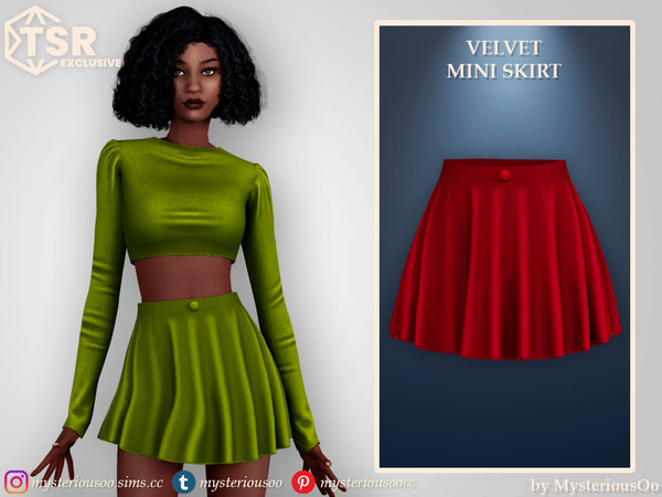 Sims 4 — Velvet mini skirt by MysteriousOo — Velvet mini skirt in 4 colors