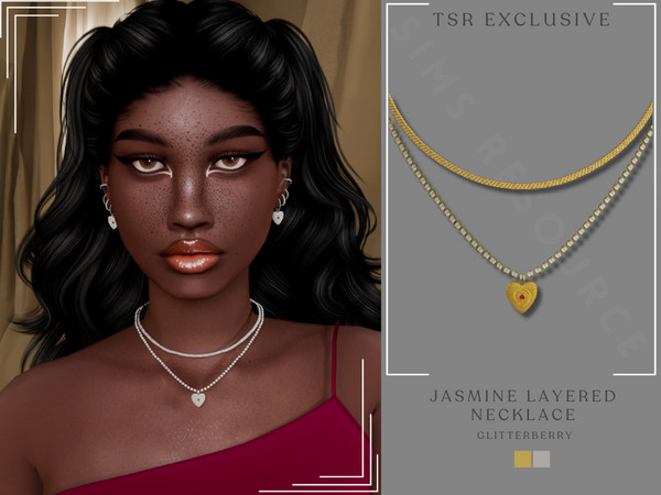 Sims 4 — Jasmine Layered Necklace by Glitterberryfly — A silver or gold layered necklace