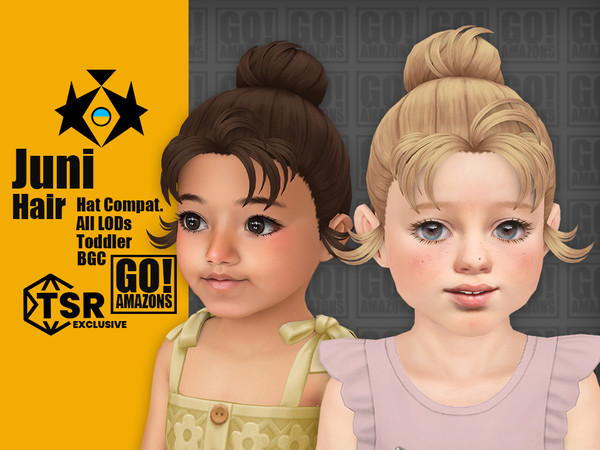 Sims 4 — Juni Hair by GoAmazons — Cute updo high bun hairstyle for toddlers.