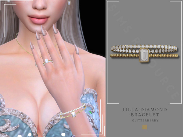 Sims 4 — PATREON Lilla Diamond Bracelet by Glitterberryfly — A gorgeous gold layered diamond bracelet Find the full