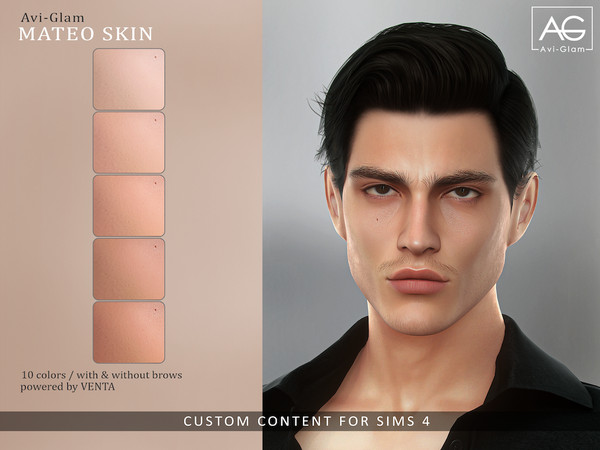 Sims 4 — Avi-Glam - Mateo Skin by VentaStudio — 10 Swatches