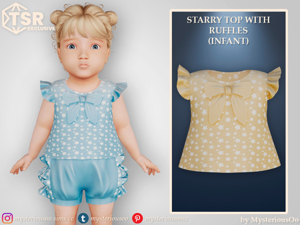 Sims 4 — Starry top with ruffles Infant by MysteriousOo — Starry top with ruffles in 12 colors for infants