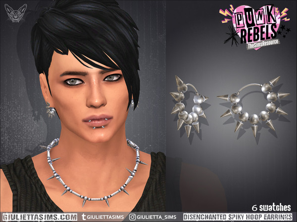 Sims 4 — Disenchanted Spiky Hoop Earrings by feyona — Disenchanted Spiky Hoop Earrings come with 6 swatches.