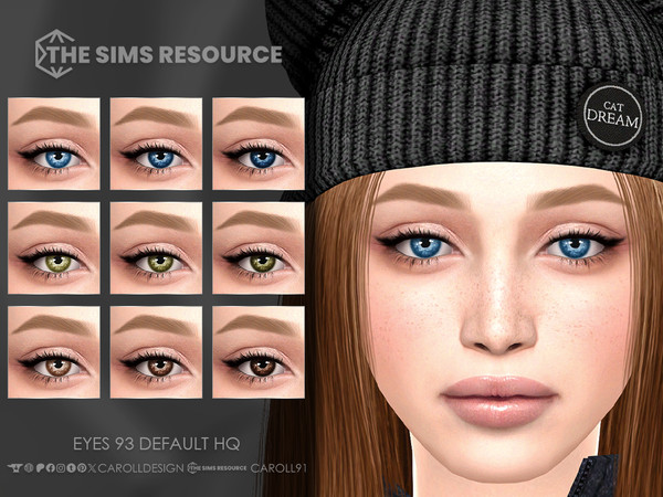 Sims 4 — Eyes 93 default HQ by Caroll912 — A 9-swatch realistic set of default replacement eyes in the shades of blue,