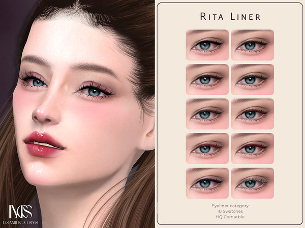 Sims 4 — Rita Liner by Lisaminicatsims — -Eyeliner category -HQ comatble -10 swatches