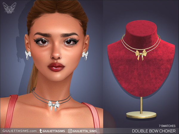 Sims 4 — Double Bow Choker by feyona — Double Bow Choker comes with 7 swtaches.