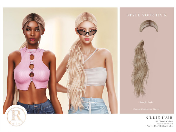 Sims 4 — RAMA - Nikkie Hair by VentaStudio — 40 Colors (233 on Patreon)