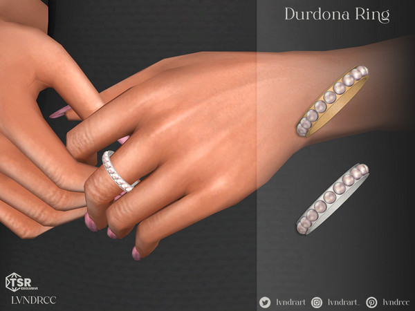 Sims 4 — Dudrona Ring by LVNDRCC — Gold and silver ring inset with multiple round pearls. Its a perfect elegant statement