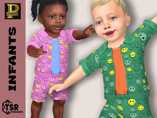 Sims 4 — Infants Happy Day Jacket by Pelineldis — Five jackets for infants girls and boys with smiley patterns.