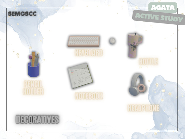 Sims 4 — [SCC] Agata Pencil Holder by semoscc — Elevated non-functional desk