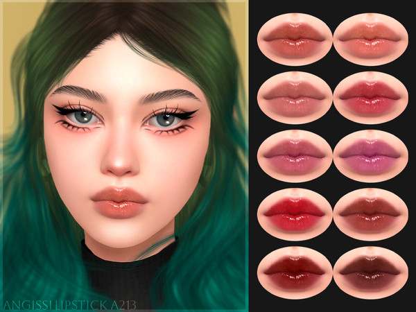 Sims 4 — Lipstick A213 by ANGISSI — PREVIEWS MADE USING HQ MOD Female