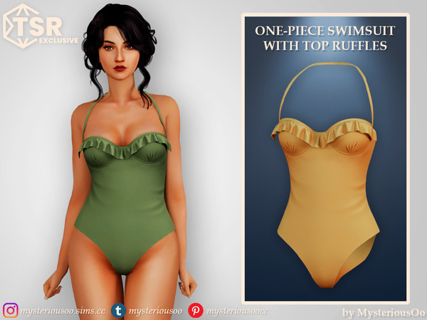 Sims 4 — One piece swimsuit with top ruffles by MysteriousOo — One piece swimsuit with top ruffles in 12 colors