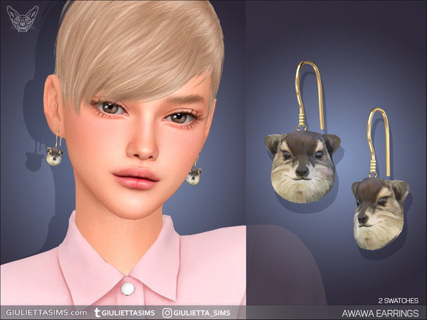 Sims 4 — Awawa Earrings by feyona — Awawa Hyrax Earrings come with 2 swatches.