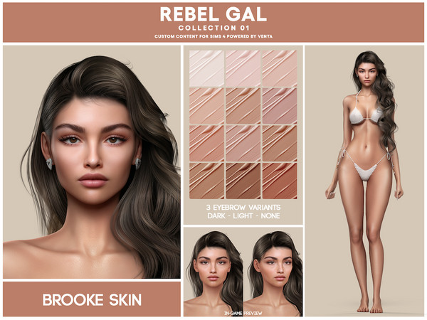 Sims 4 — Rebel Gal - Brooke Skin by VentaStudio — 36 Swatches