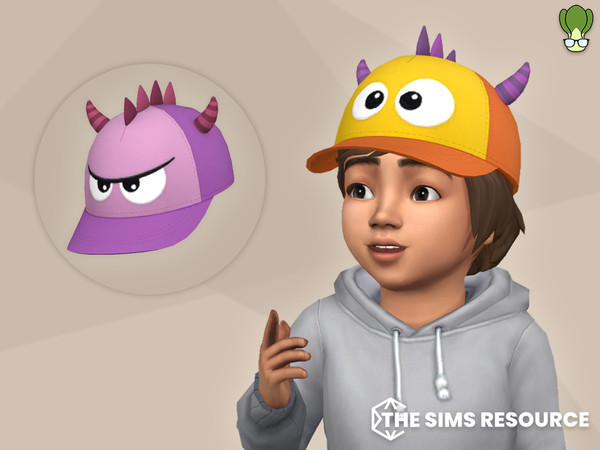 Sims 4 — Lil Monster Cap - Toddler by kapakijo — Unisex baseball cap decorated with cartoon monster decoration.