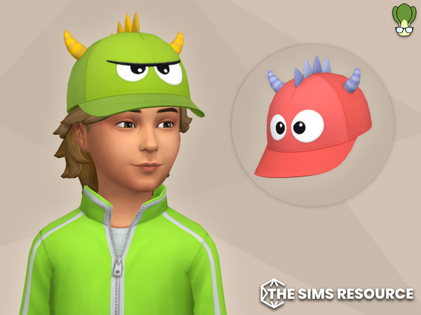 Sims 4 — Lil Monster Cap - Child by kapakijo — Unisex baseball cap decorated with cartoon monster decoration.