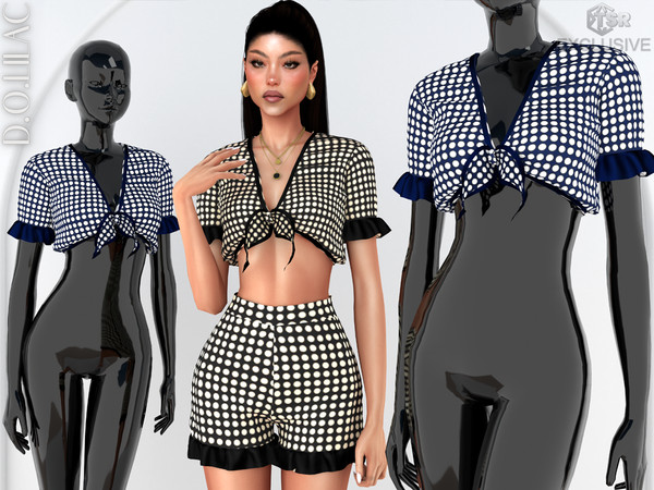 Sims 4 — Polka Dot Frill Crop Top DO0888 by DOLilac — Custom thumbnail