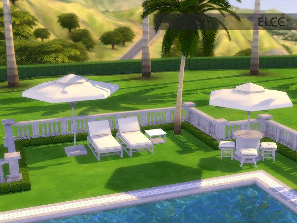 Sims 4 — Chateau Poolside Set by ELCC — Chateau Poolside All base game. All images are taken in-game. I will make a part