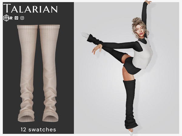 Sims 4 — Madelynn Leg Warmers (socks) by talarian — Knit ribbed leg warmers with soft scrunch effect and knee-high fit