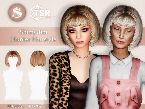Sims 4 — Hunter Hairstyle by Shimydimsims — Hi I hope you will like this hair, it's a retro bob with bangs inspired by a