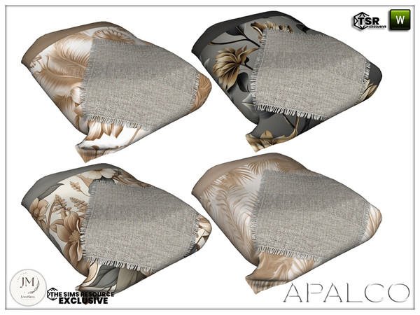 Sims 4 — Jomsims Apalco bedroom blanket by jomsims — Bring luminous elegance into your Sims' home with the Apalco Bedroom