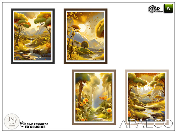 Sims 4 — Jomsims Apalco bedroom wall painting1 by jomsims — Bring luminous elegance into your Sims' home with the Apalco