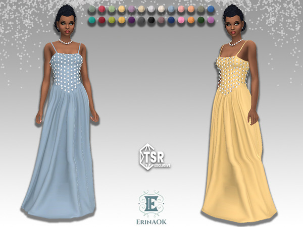Sims 4 — ErinAOK Womens Gown 070625 by ErinAOK — Women's Silk Gown with Rhinestone Accented Bodice