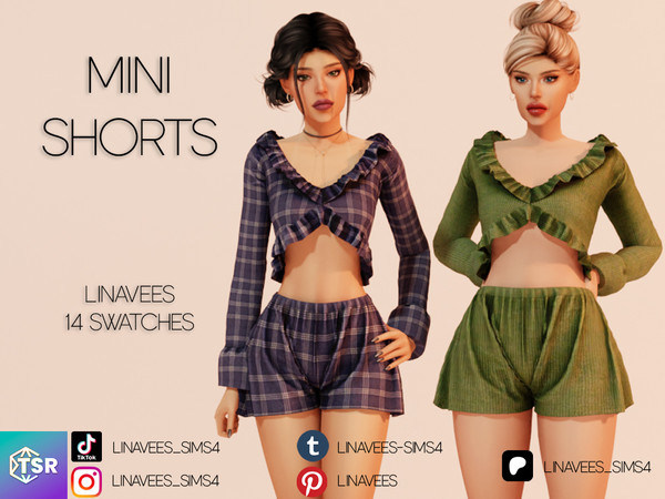Sims 4 — SUNNY - PJ SET (MINI SHORTS) by linavees — New Mesh