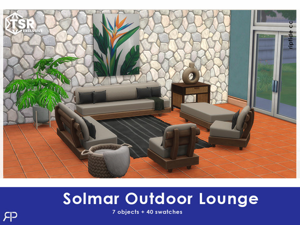 Sims 4 — Solmar Outdoor Lounge by Riptidecc — Inspired by sun drenched coastal terraces and contemporary resort style,