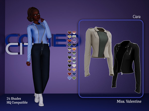 Sims 4 — Ciara Jacket by MissValentine142 — Leather closed jacket