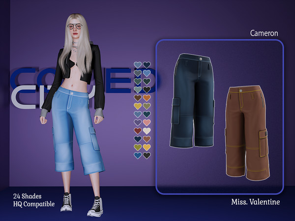 Sims 4 — Cameron Pants by MissValentine142 — Denim Bermudas