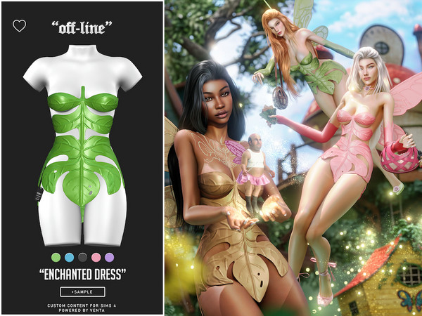 Sims 4 — Off-Line - Enchanted Dress by VentaStudio — - 5 Swatches (69 Swatches on Patreon)