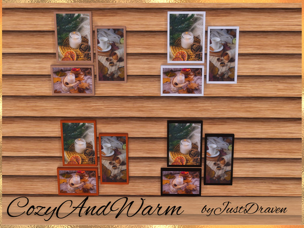 Sims 4 — JustDrave - Cozy And Warm by Draven298 — - Base Game Compatible - 1 Trio Painting, 2 Portrait Paintings, 1