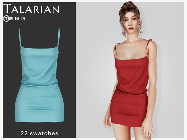 Sims 4 — Remi Slip mini dress with spaghetti straps by talarian — Minimalist silky mini dress featuring delicate