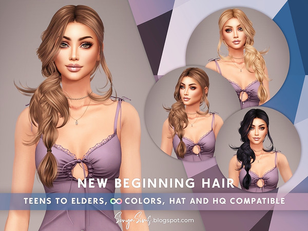 Sims 4 — New Beginning Hair by SonyaSimsCC — - Long hair with braids. Messy strands. - All LODs (essential for gameplay