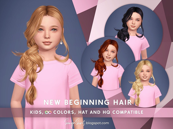 Sims 4 — New Beginning Hair by SonyaSimsCC — - Long hair with braids. Messy strands. - All LODs (essential for gameplay