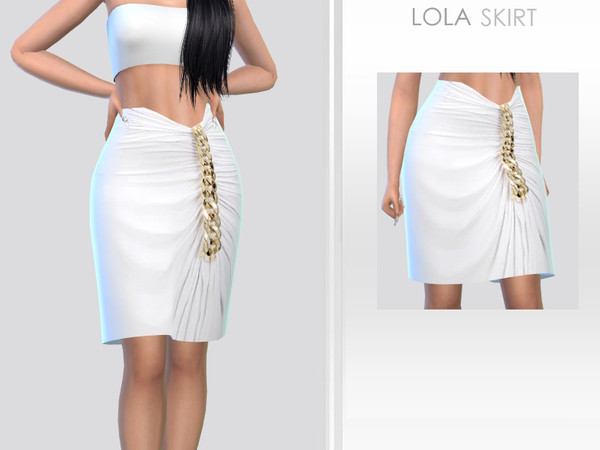 Sims 4 — Lola Skirt by Puresim — White skirt for female sims.