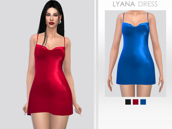 Sims 4 — Lyana Dress by Puresim — Silk dress in 3 swatches