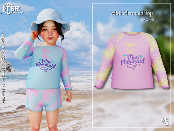 Sims 4 — Mini Mermaid Top (toddler) by WisteriaSims — - FOR TODDLER - NEW MESH - GIRLS - Clothing Top Category