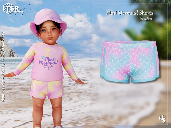 Sims 4 — Mini Mermaid Shorts (infant) by WisteriaSims — - FOR INFANT - NEW MESH - GIRLS - Clothing Bottom Category