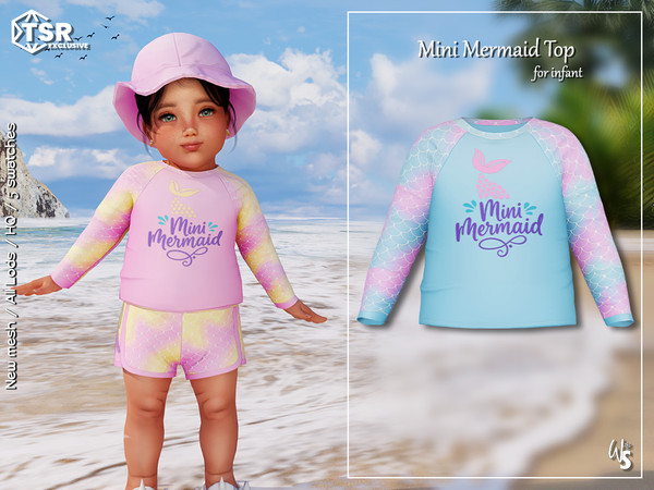 Sims 4 — Mini Mermaid Top (infant) by WisteriaSims — - FOR INFANT - NEW MESH - GIRLS - Clothing Top Category