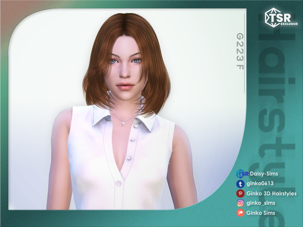Sims 4 — Long Bob Hair - Ginko 223 by Daisy-Sims — 21 base colors + 9 ombre colors