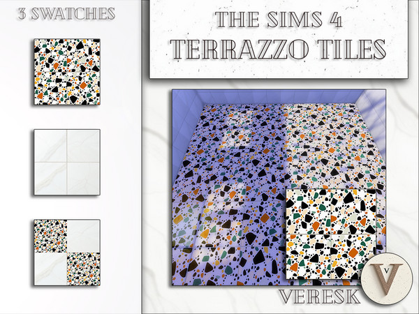 Sims 4 — [Veresk] Terrazzo wall tile Jungle Sparks.package by Veresk_Veresk — Terrazzo tiles for walls and floors in The
