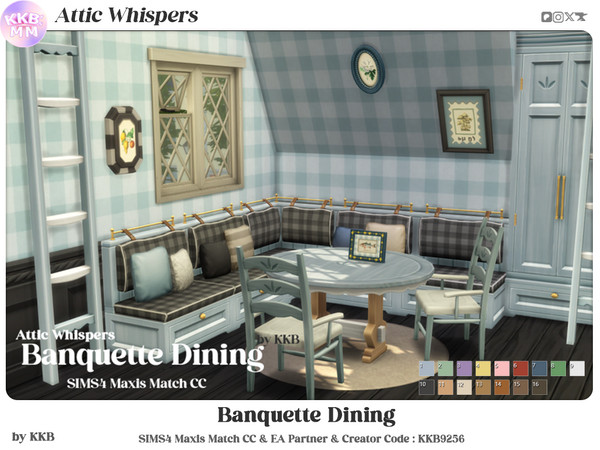 Sims 4 — KKB'sMM_Attic Whispers_Banquette Dining_Banquette Storage by KKB'sMM — This set is the Dining Room set, part of