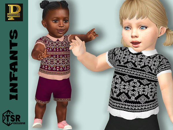 Sims 4 — Infants Silk Blouse by Pelineldis — Five silk blouses for infant girls with ethnic patterns.