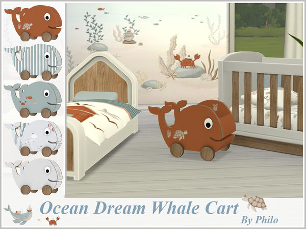 Sims 4 — Philo_Ocean Dream Whale cart by philo — Why not decorate your nursery with furnitures picturing whales, sea