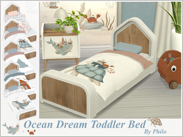 Sims 4 — Philo_Ocean Dream Toddler Bed by philo — Why not decorate your nursery with furnitures picturing whales, sea