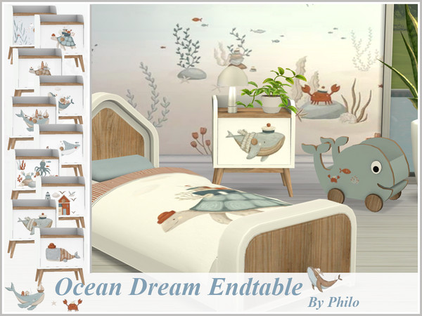 Sims 4 — Philo_Ocean Dream Endtable by philo — Why not decorate your nursery with furnitures picturing whales, sea