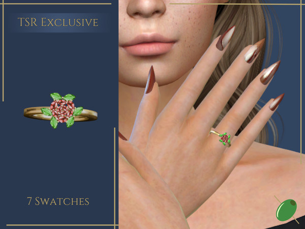 Sims 4 — Briar Ring by Pitted0live — Gemstone rose gold ring Custom catalog image